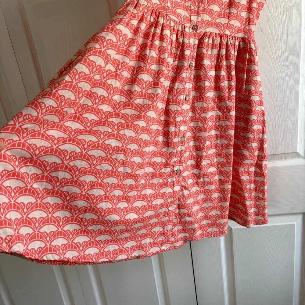 Mata Traders Ethical Fair Trade Fit&Flare Polo Dress Cotton Button XS Orange - Picture 3 of 9